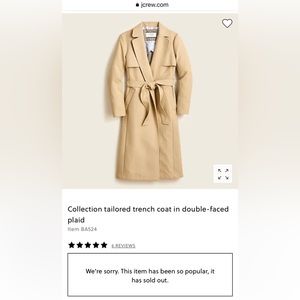 J Crew Collection Tailored Trench Coat